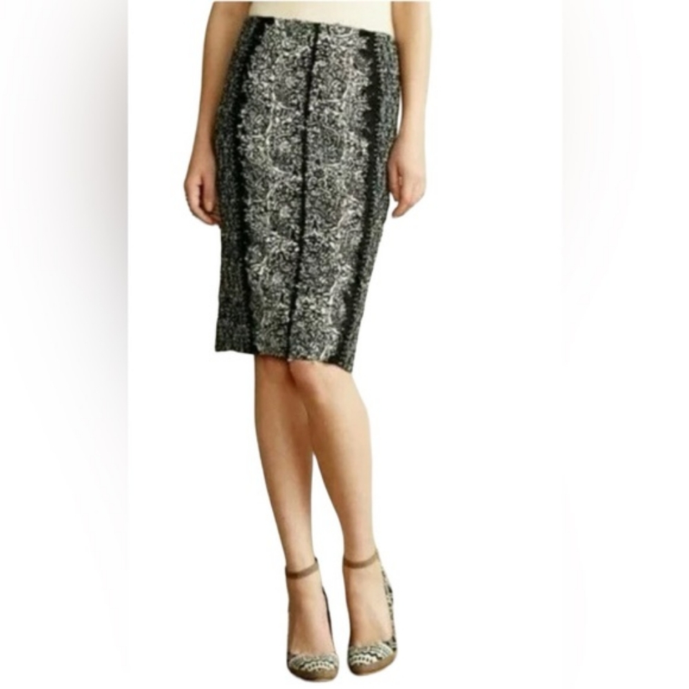 Antgropologie Beguile by Byron Lars Laser Cut Sombra Pencil Skirt Size‎ 4 Black